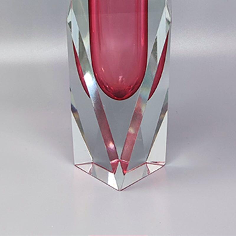 Vetro di Murano Vaso rosa di Murano degli anni '60 di Flavio Poli per Seguso, Made in Italy in vendita