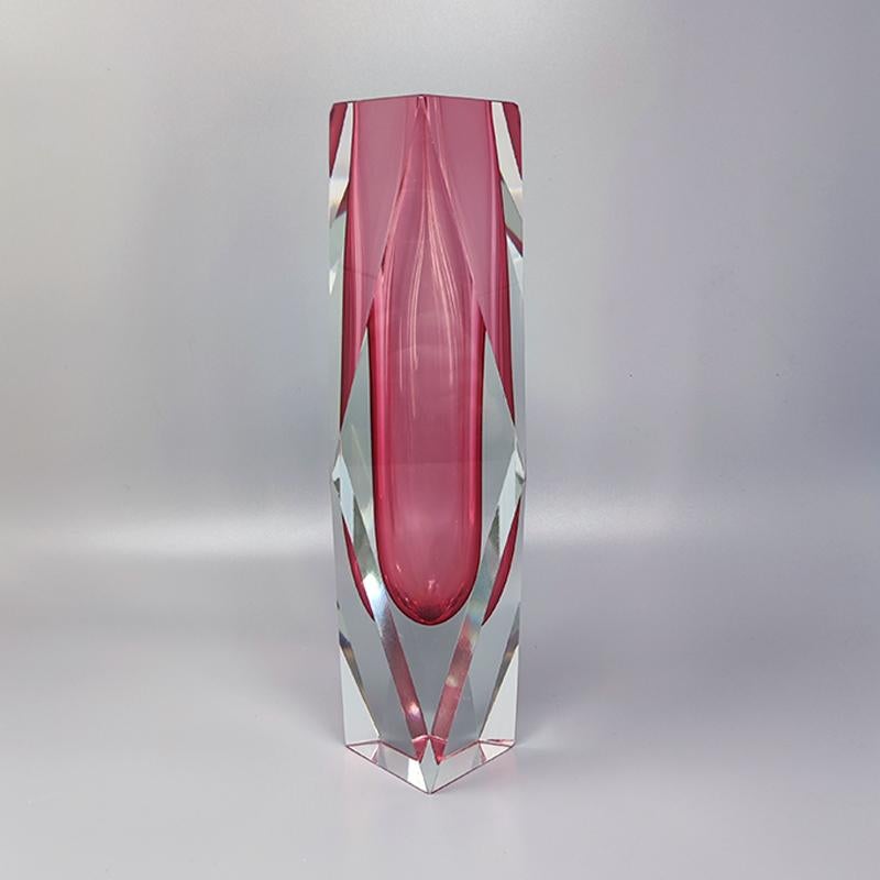 Mid-Century Modern 1960s Astonishing Pink Vase by Flavio Poli for Seguso, Made in Italy For Sale