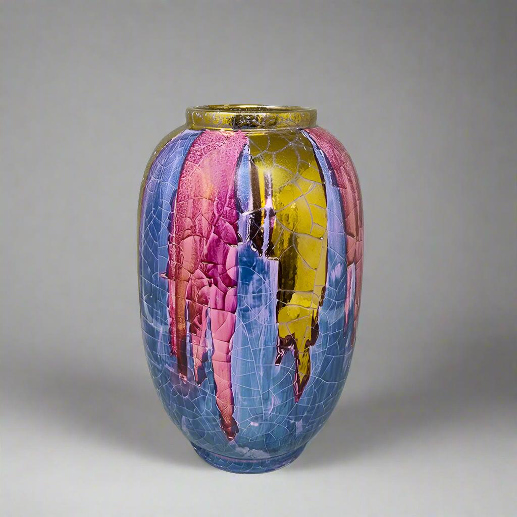 Polychromed 1960s Astonishing Giuseppe Locci Vase in Sardinian Ceramic. Made in Italy