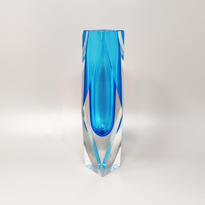 Mid-Century Modern 1960s Astonishing Rare Blue Vase by Flavio Poli for Seguso, Made in Italy For Sale