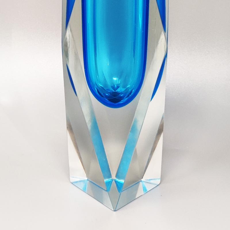 Murano Glass 1960s Astonishing Rare Blue Vase by Flavio Poli for Seguso, Made in Italy For Sale