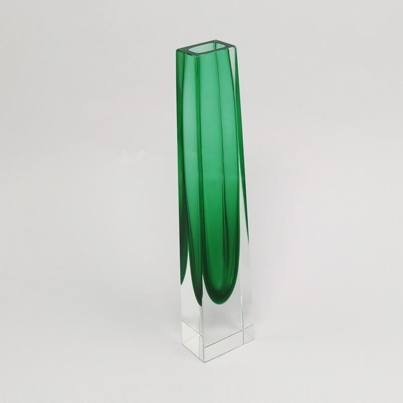 Mid-Century Modern 1960s Astonishing Rare Green Vase Designed By Flavio Poli for Seguso For Sale
