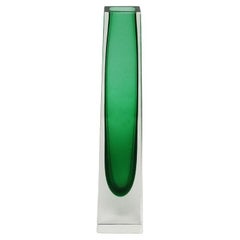 Vintage 1960s Astonishing Rare Green Vase Designed By Flavio Poli for Seguso