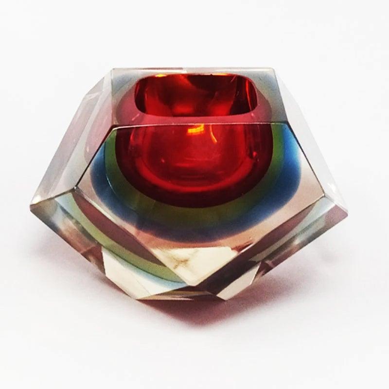 Mid-Century Modern 1960s Murano Red and Blue Ashtray or Catchall by Flavio Poli