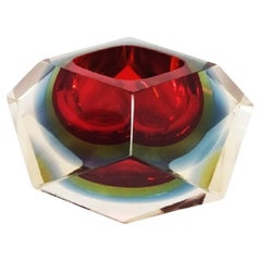 1960s Astonishing Red and Blue Ashtray or Catchall by Flavio Poli