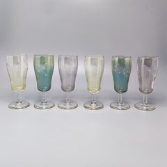 1960s Astonishing Set of Six Crystal Glasses, Made in Italy