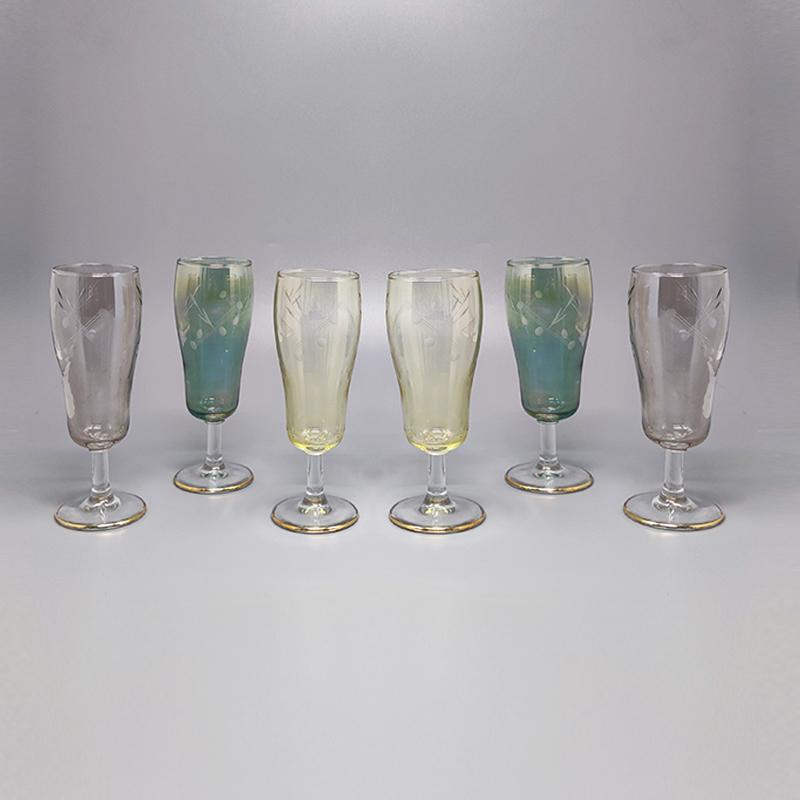 1960er Jahre Erstaunlicher Satz von sechs Kristallgläsern, Made in Italy (Moderne der Mitte des Jahrhunderts) im Angebot