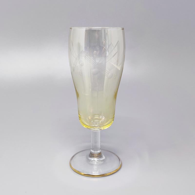 Mid-Century Modern 1960s Astonishing Set of Six Crystal Glasses, Made in Italy For Sale