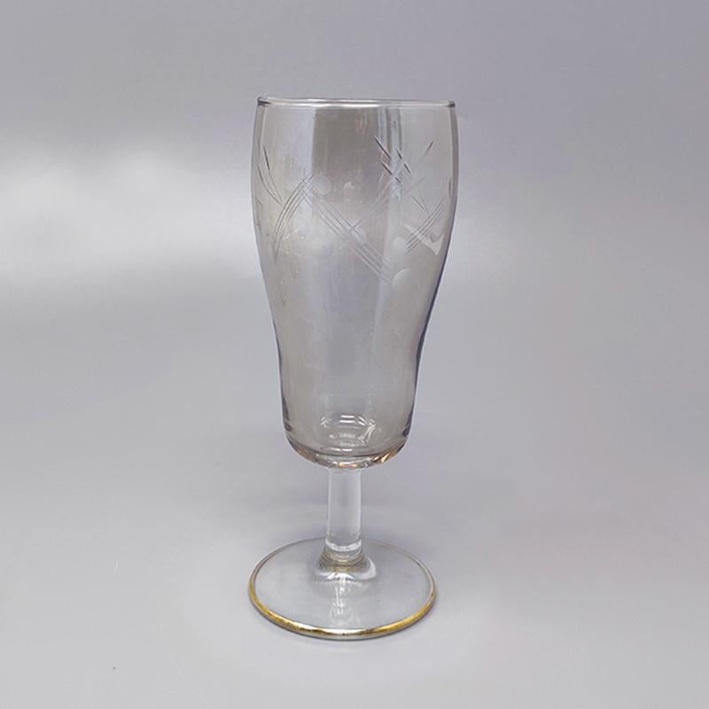 Italian 1960s Astonishing Set of Six Crystal Glasses, Made in Italy For Sale