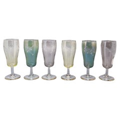 1960s Astonishing Set of Six Crystal Glasses, Made in Italy