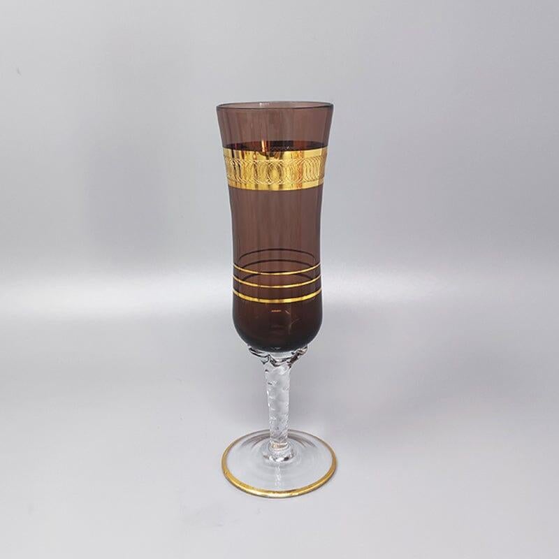 1960er Jahre Erstaunlicher Satz von sechs Gläsern aus Murano-Glas. Hergestellt in Italien im Angebot 3