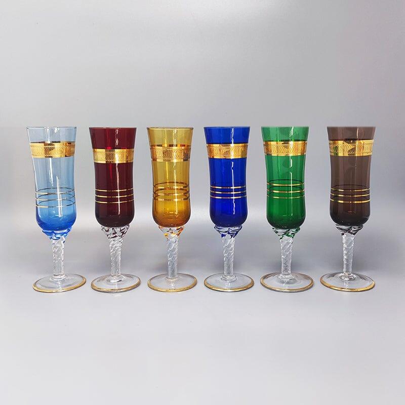 1960s Astonishing set of six glasses in Murano glass. Made in Italy. The Items are in in excellent condition
Diameter 2,36