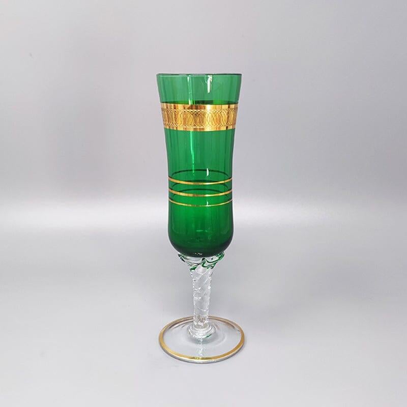 1960s Astonishing Set of Six Glasses in Murano Glass. Made in Italy For Sale 3