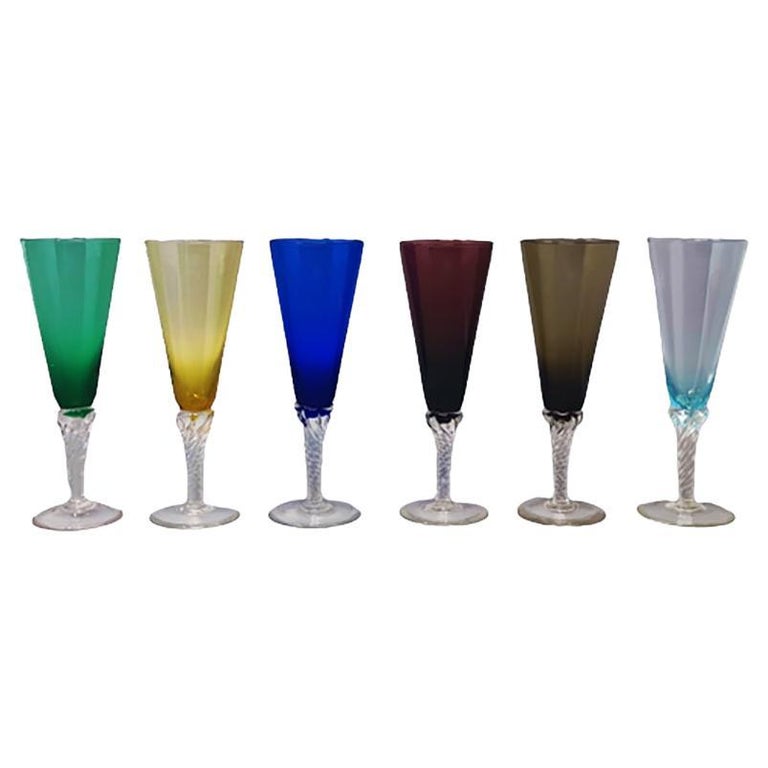 1960s Astonishing Set of Six Murano Glasses, Made in Italy at 1stDibs