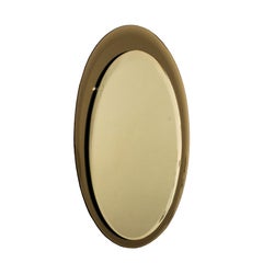1960s Asymmetric Beveled Mirror with a Beveled Bronze Mirror Frame, Italy