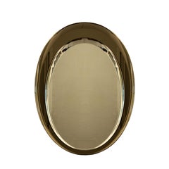 1960s Asymmetric Beveled Mirror with a Beveled Bronze Mirror Frame, Italy
