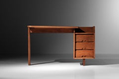 1960s Asymmetrical Oak Desk by Guillerme & Chambron