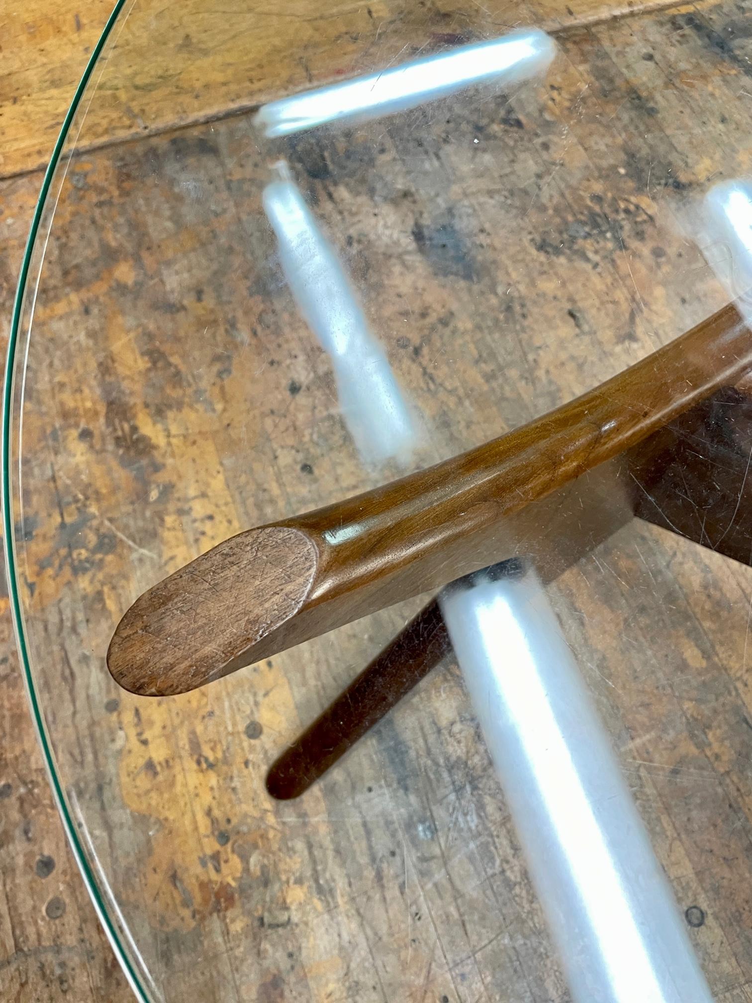 Adrian Pearsall Jacks Coffee Table Vintage Mid-Century Kidney Walnut Glass 2