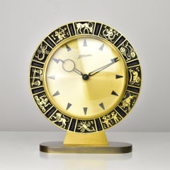 Reloj de sobremesa Zodiak de latón Atlanta de los años 60 - Diseño astrológico vintage
