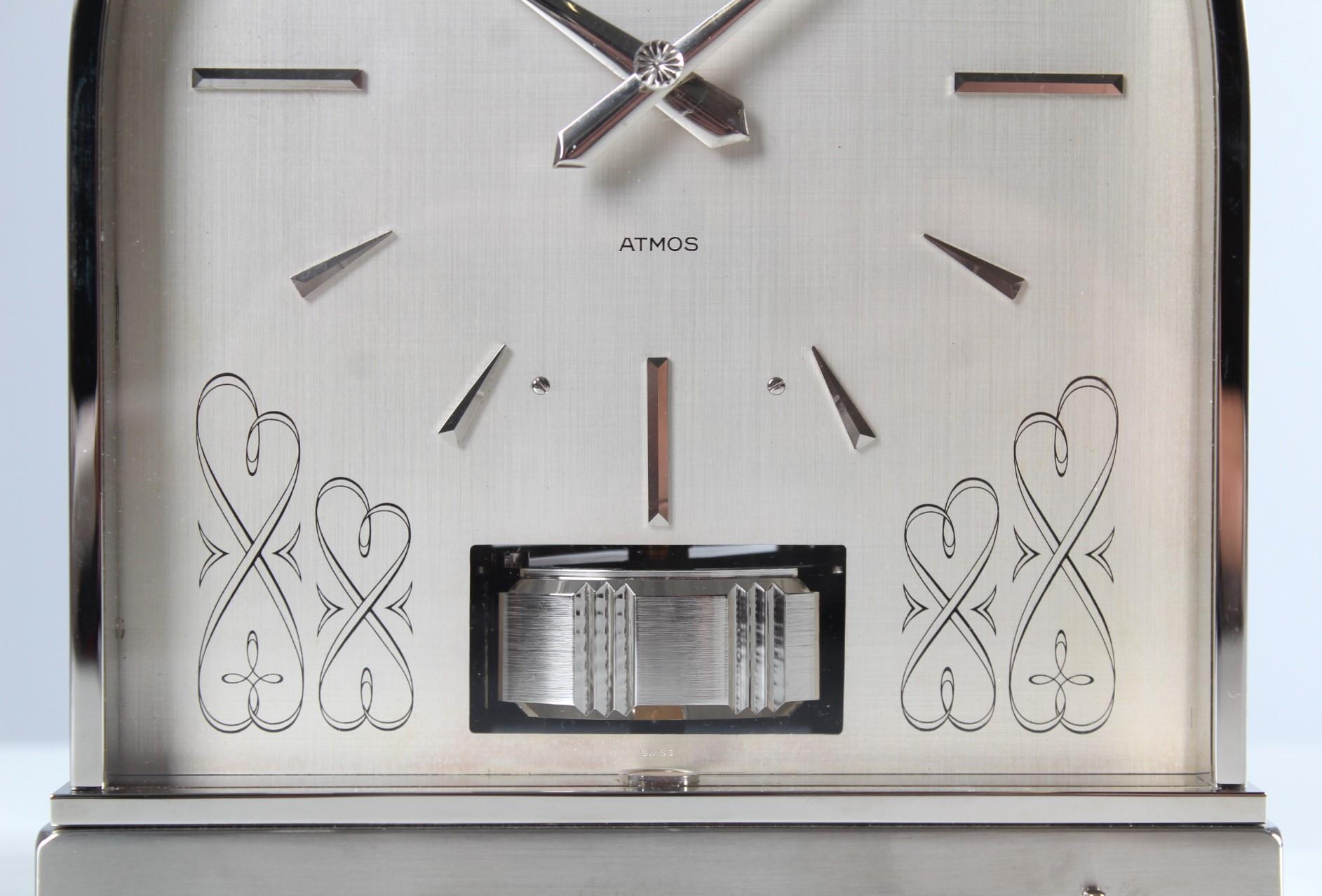 Mid-20th Century 1960s Atmos Clock by Jaeger LeCoultre, Atmos Borne, Nickel Plated