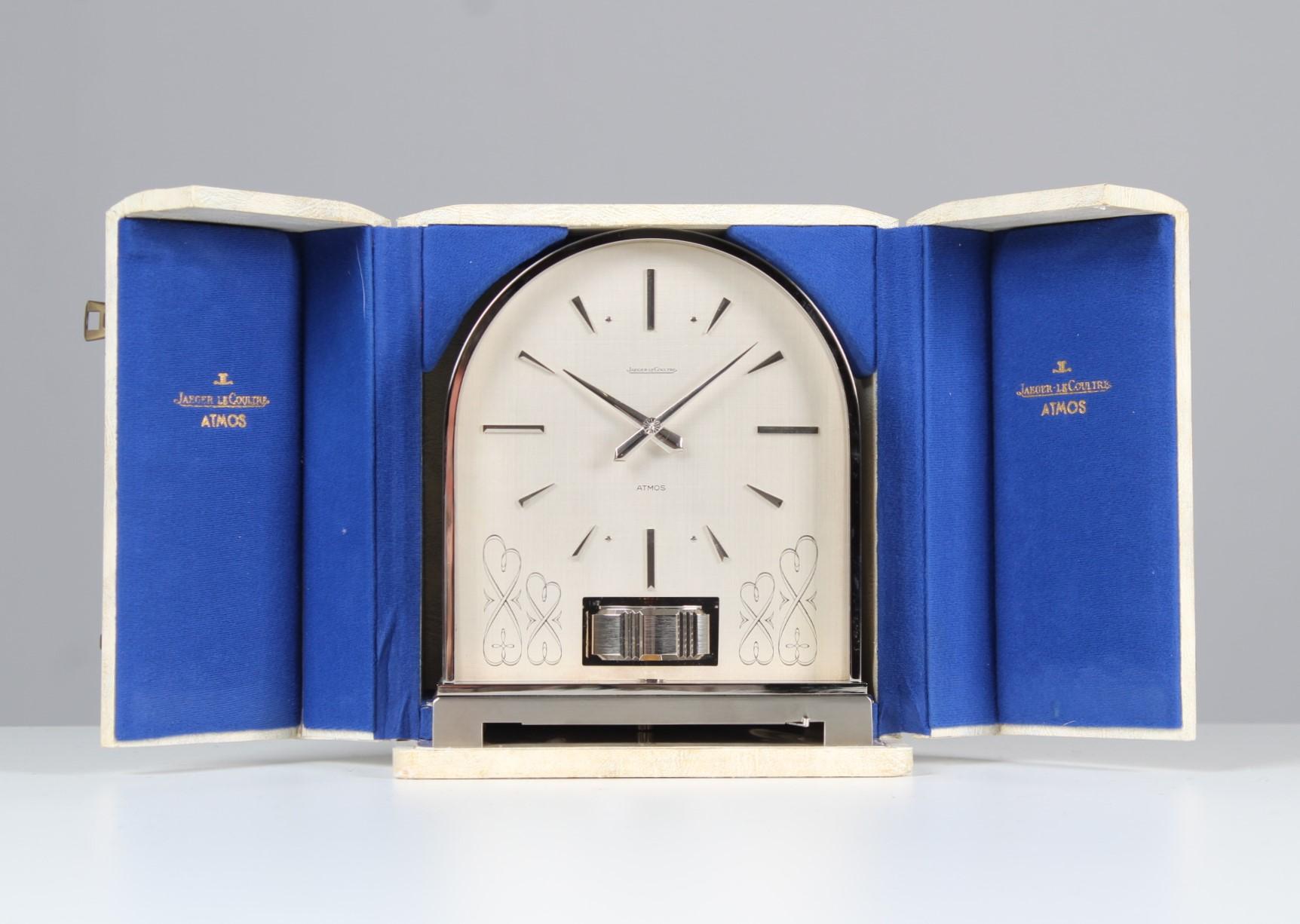 Brass 1960s Atmos Clock by Jaeger LeCoultre, Atmos Borne, Nickel Plated