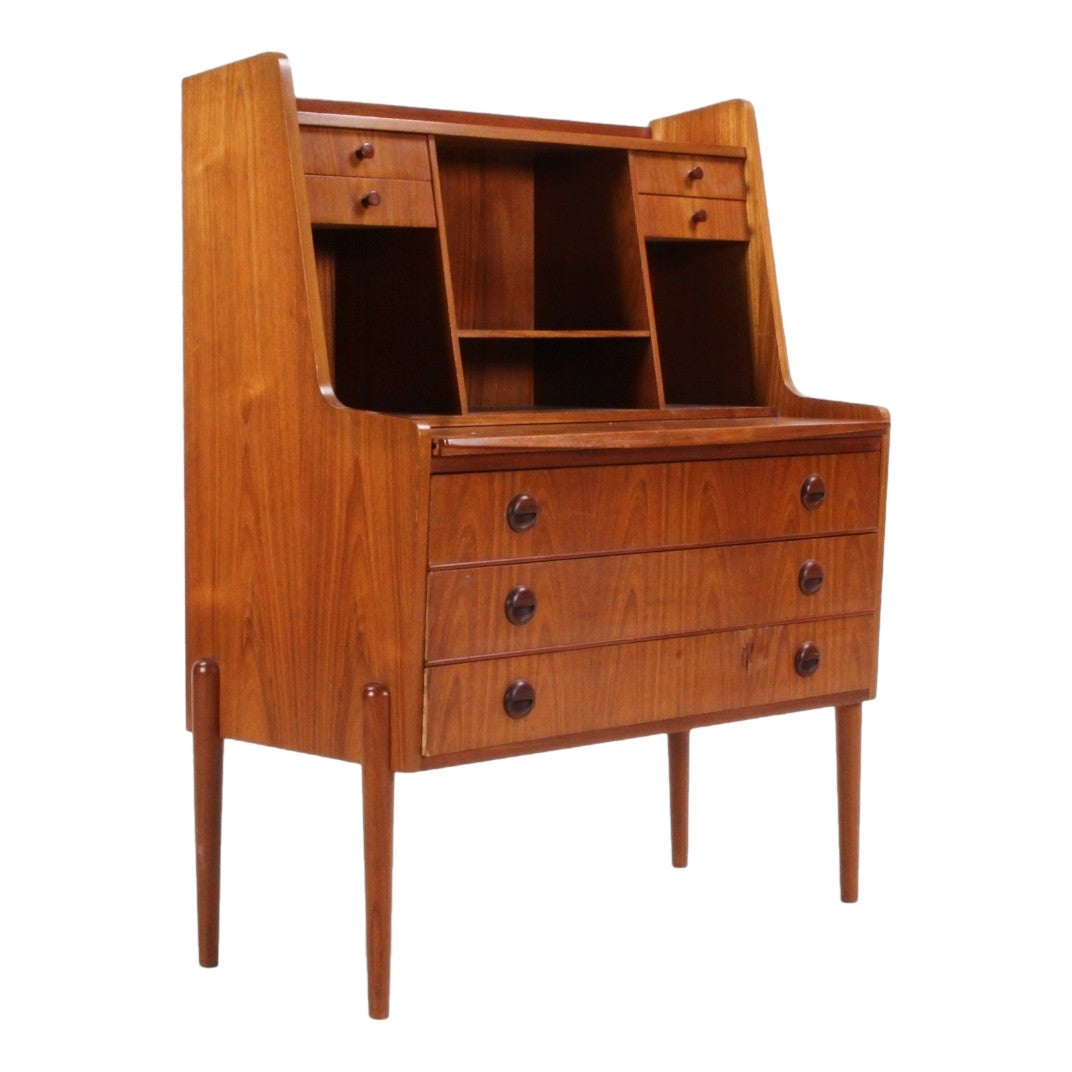 1960s Atomic Danish Secretary Desk in Teak