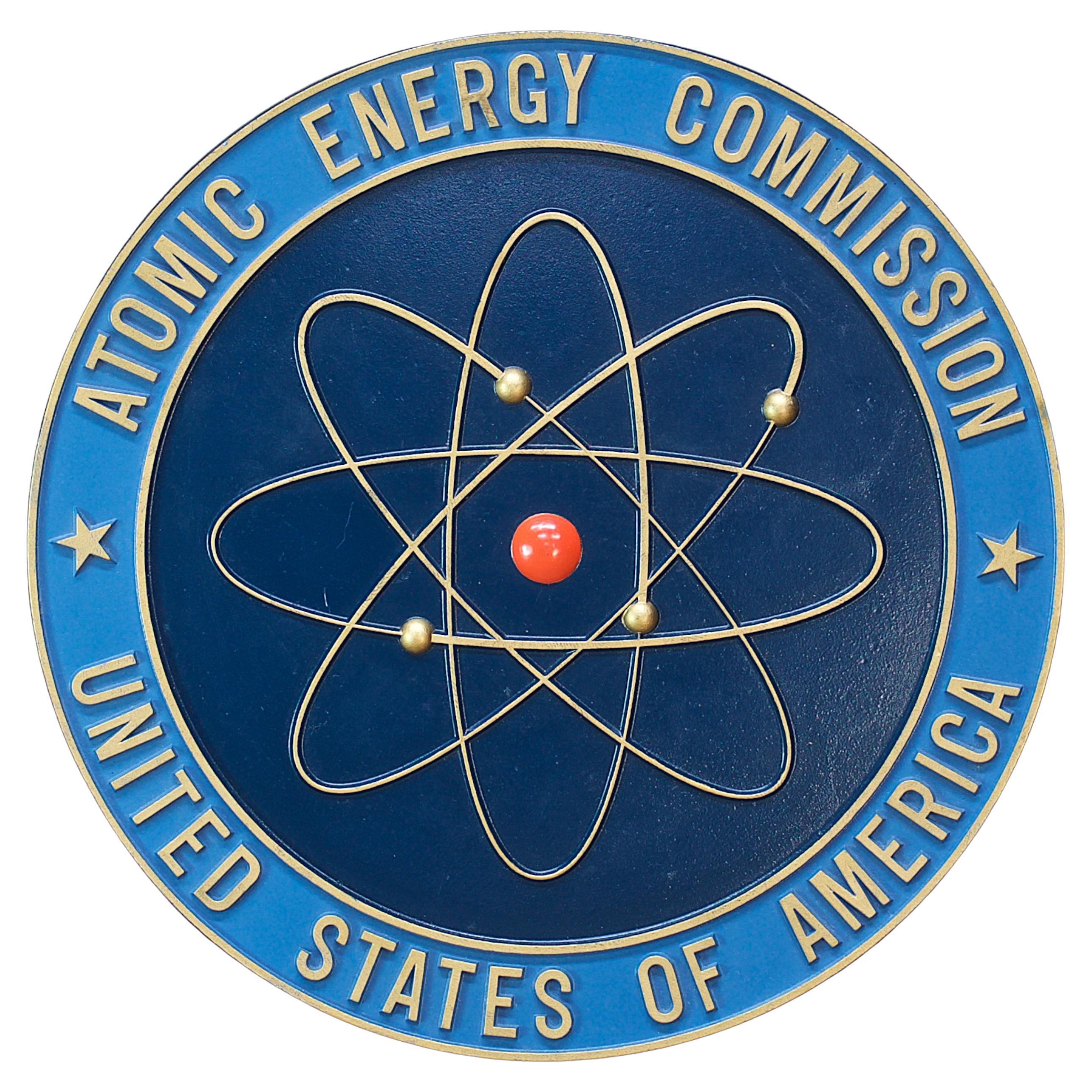 1950er Jahre Atomic Energy Commission Building Office Logo-Wandtafel AEC Oppenheimer