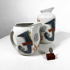 1960s Atomic Galaxy Set of Two Jubilaeum Aquavit Carafe & Pitcher USA