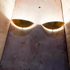 1960s Gold Leaf Demilune Wall Sconce Pair