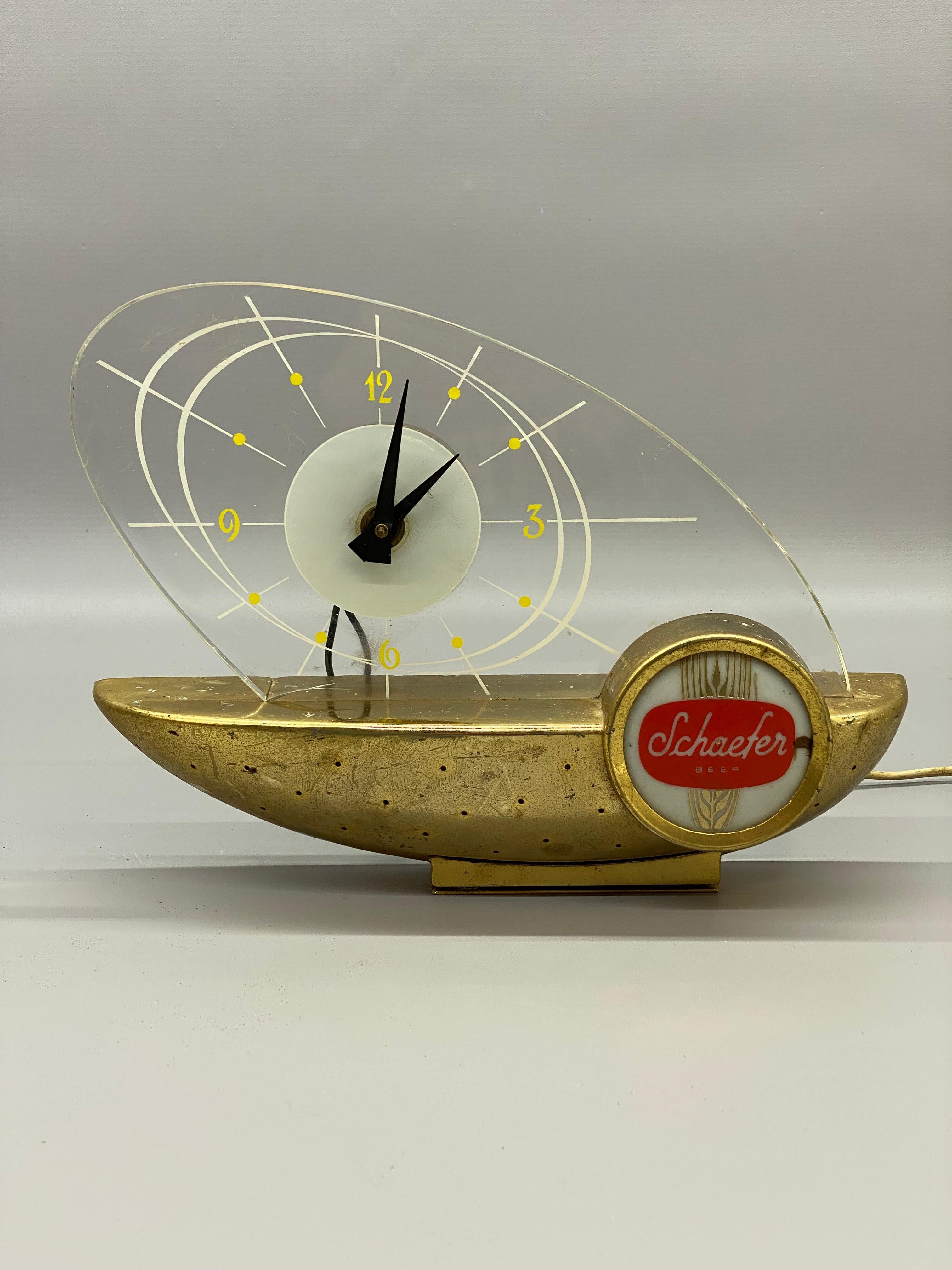 1960er Jahre Atomic Schaefer Bier beleuchtete Baruhr (amerikanisch)
