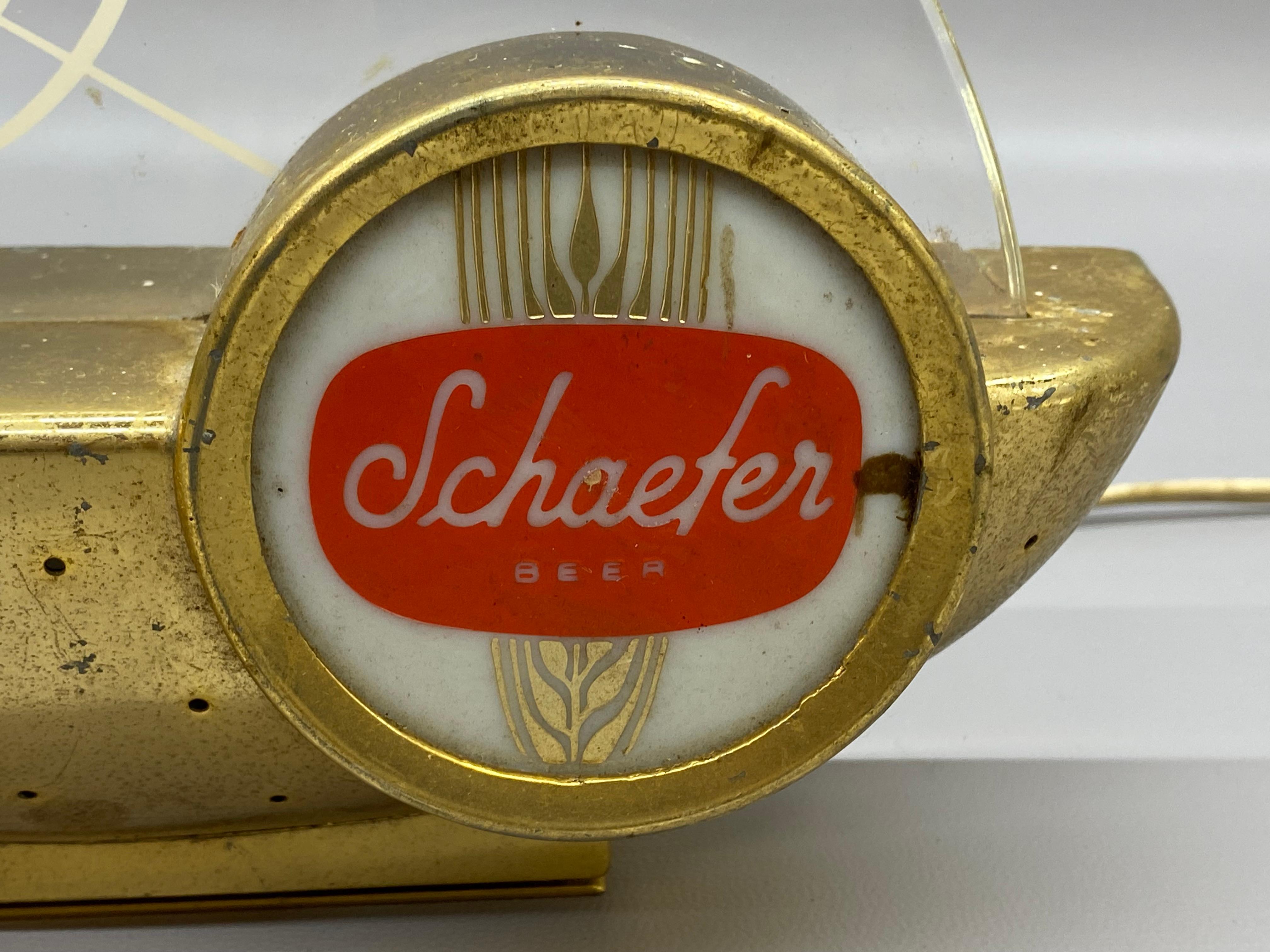 1960er Jahre Atomic Schaefer Bier beleuchtete Baruhr (Metall)