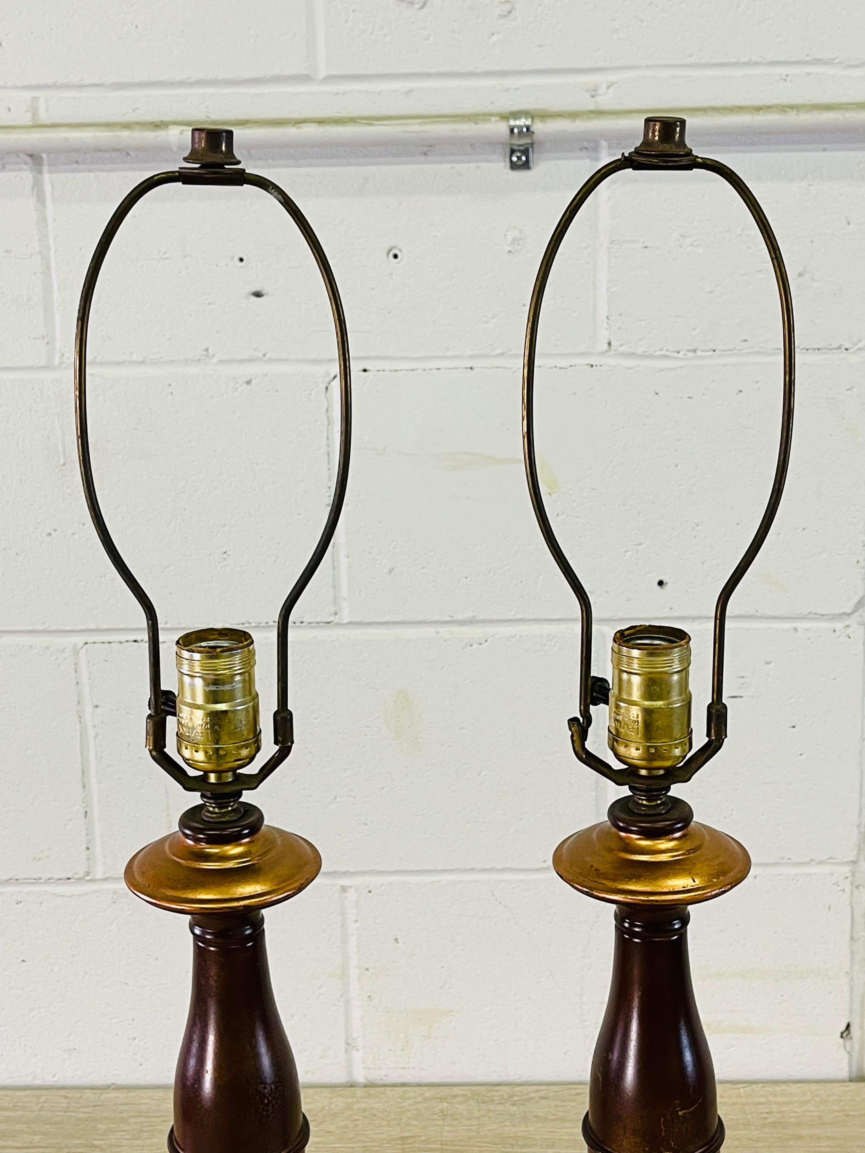 Metal 1960s Atomic Style Table Lamps, Pair