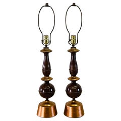 1960s Atomic Style Table Lamps, Pair