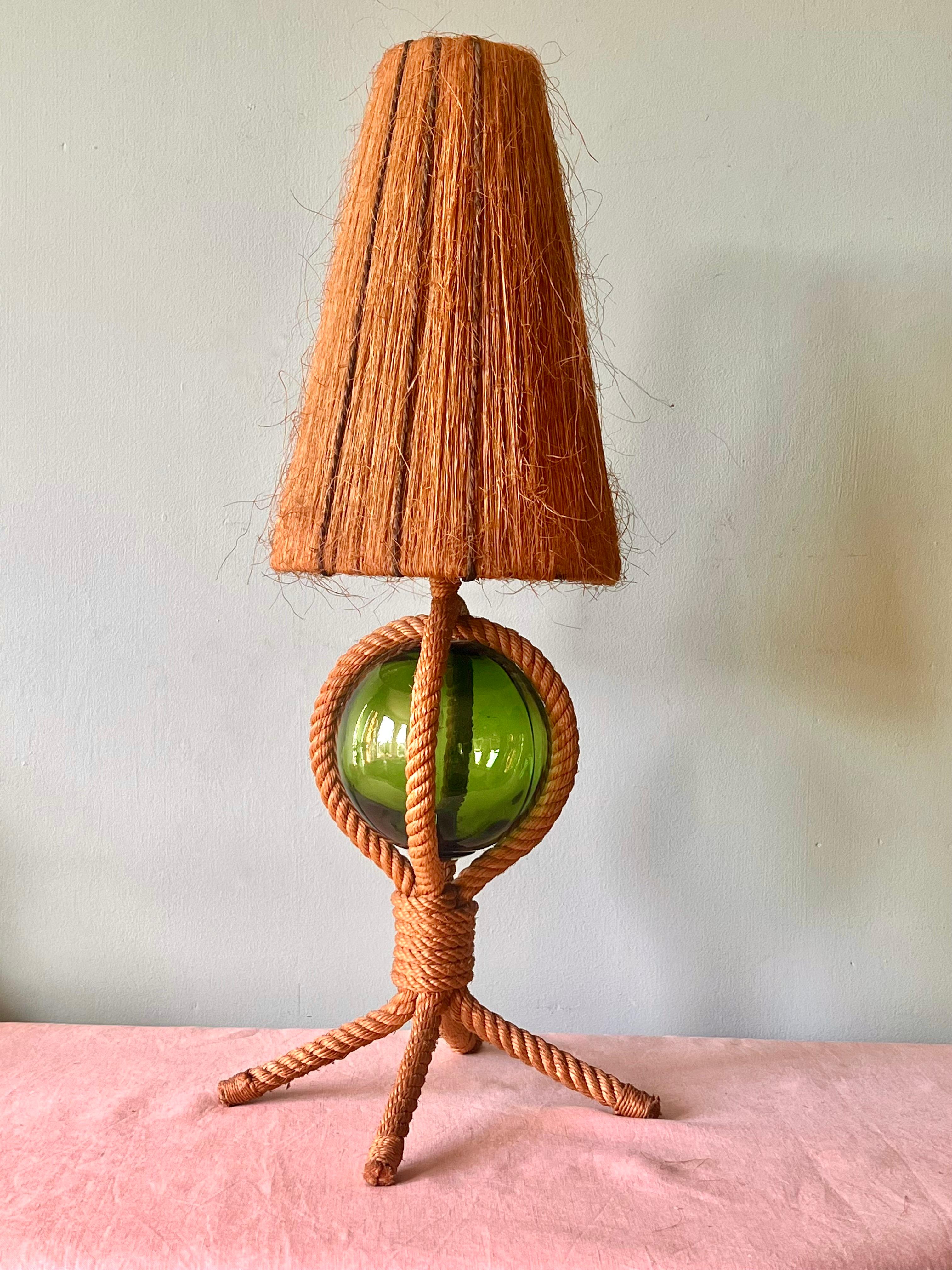 Mid-Century Modern 1960s Audoux Minet Rope & Float Lamp For Sale