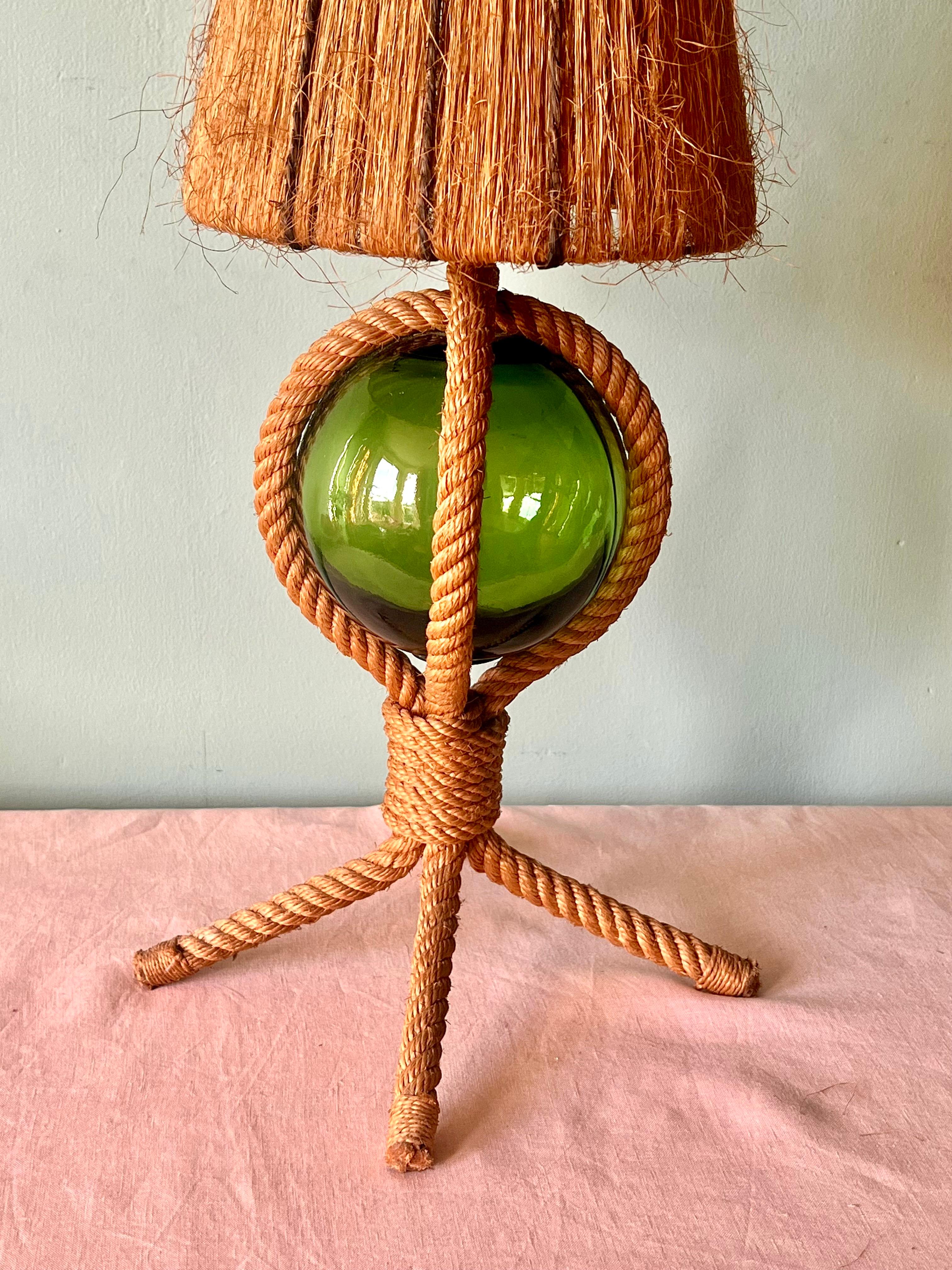 1960s Audoux Minet Rope & Float Lamp In Good Condition For Sale In London, GB