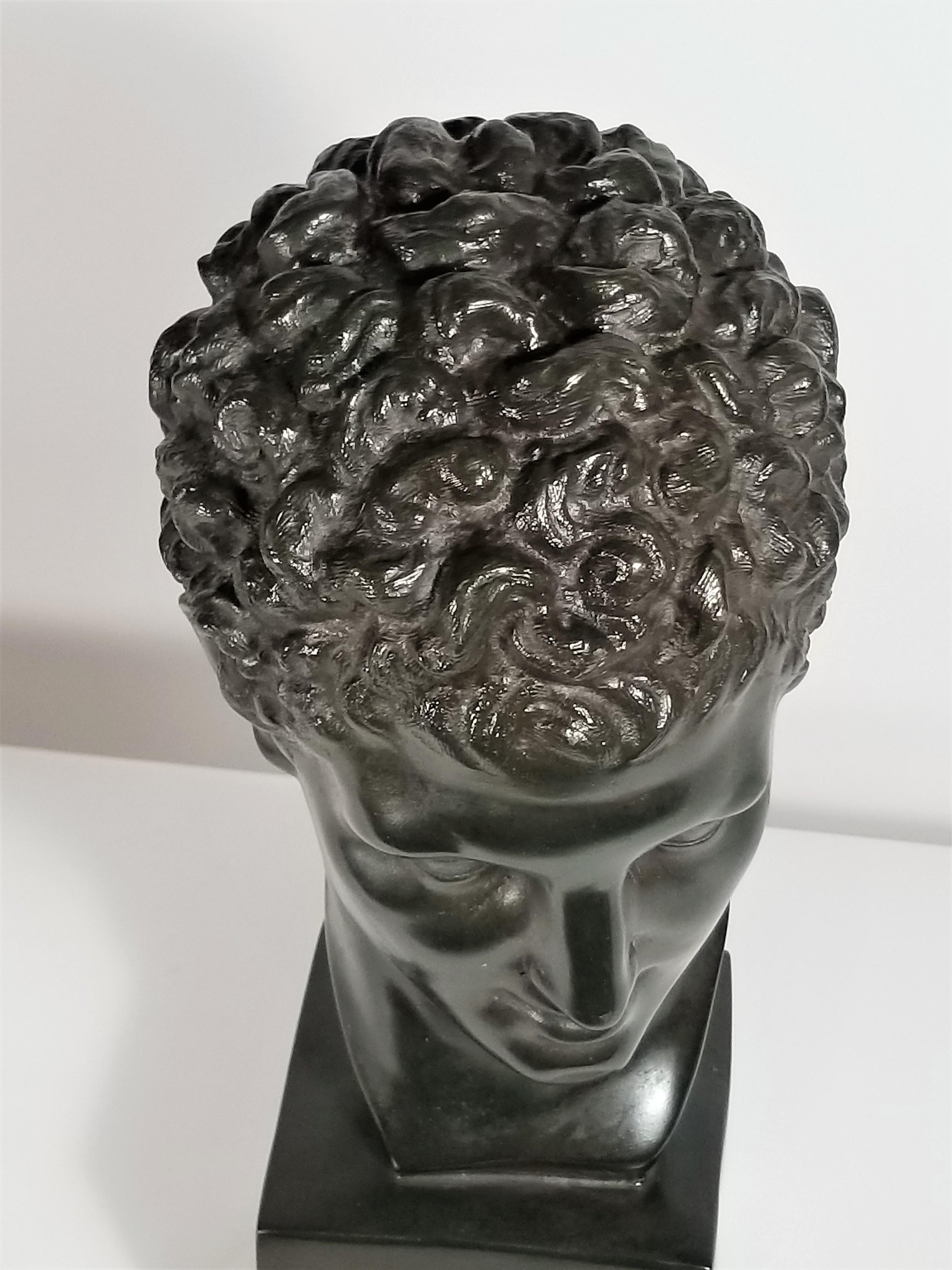 1960s Austin Productions Sculpture Michelangelo's David Bust Signed 4