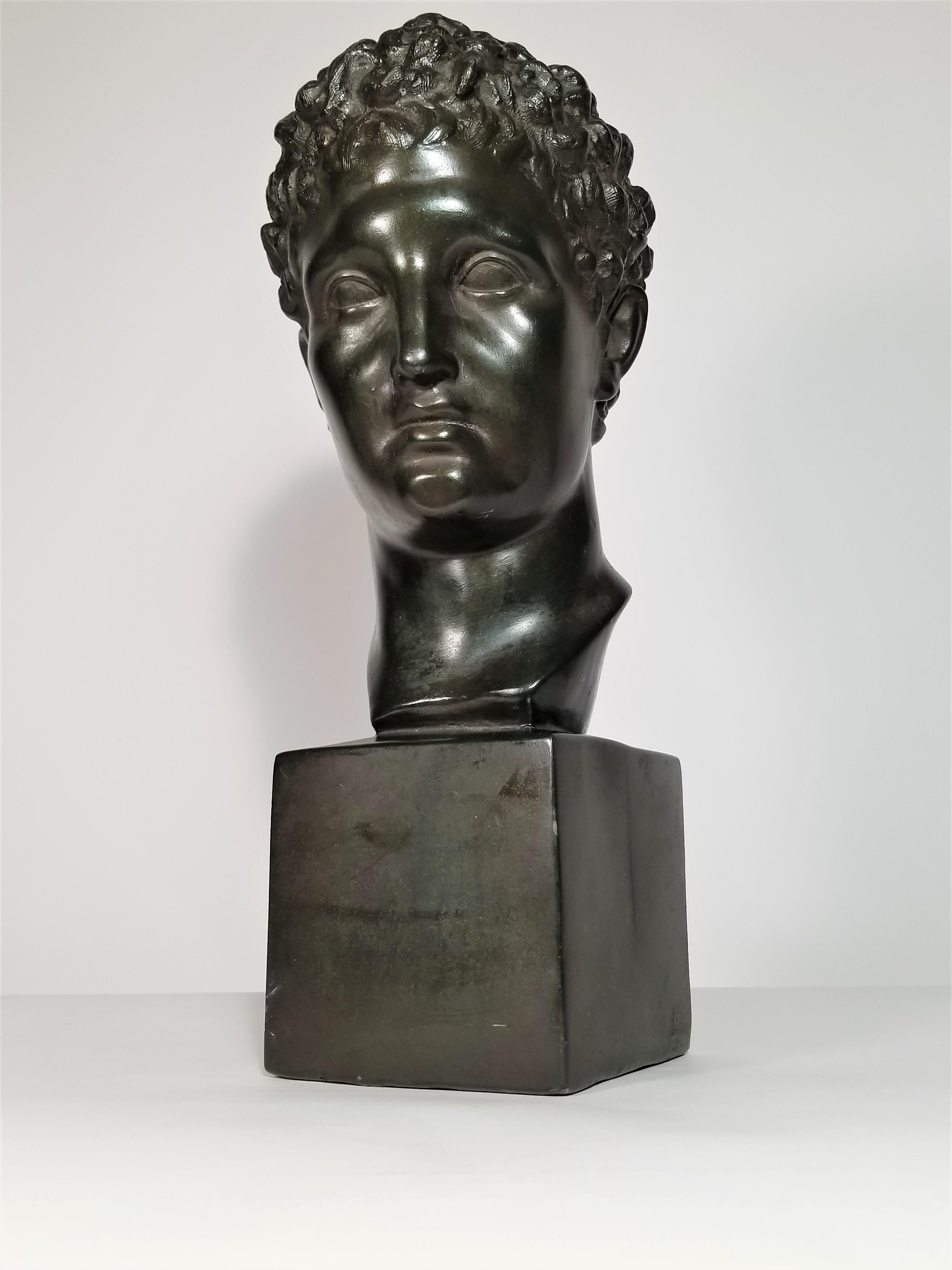 Stunning midcentury Austin Productions bust sculpture Michelangelo's David signed.