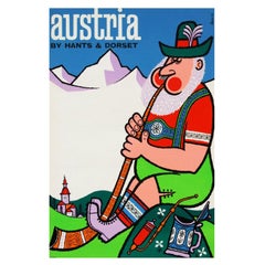 Vintage 1960s Austria Travel Poster by Harry Stevens Pop Art