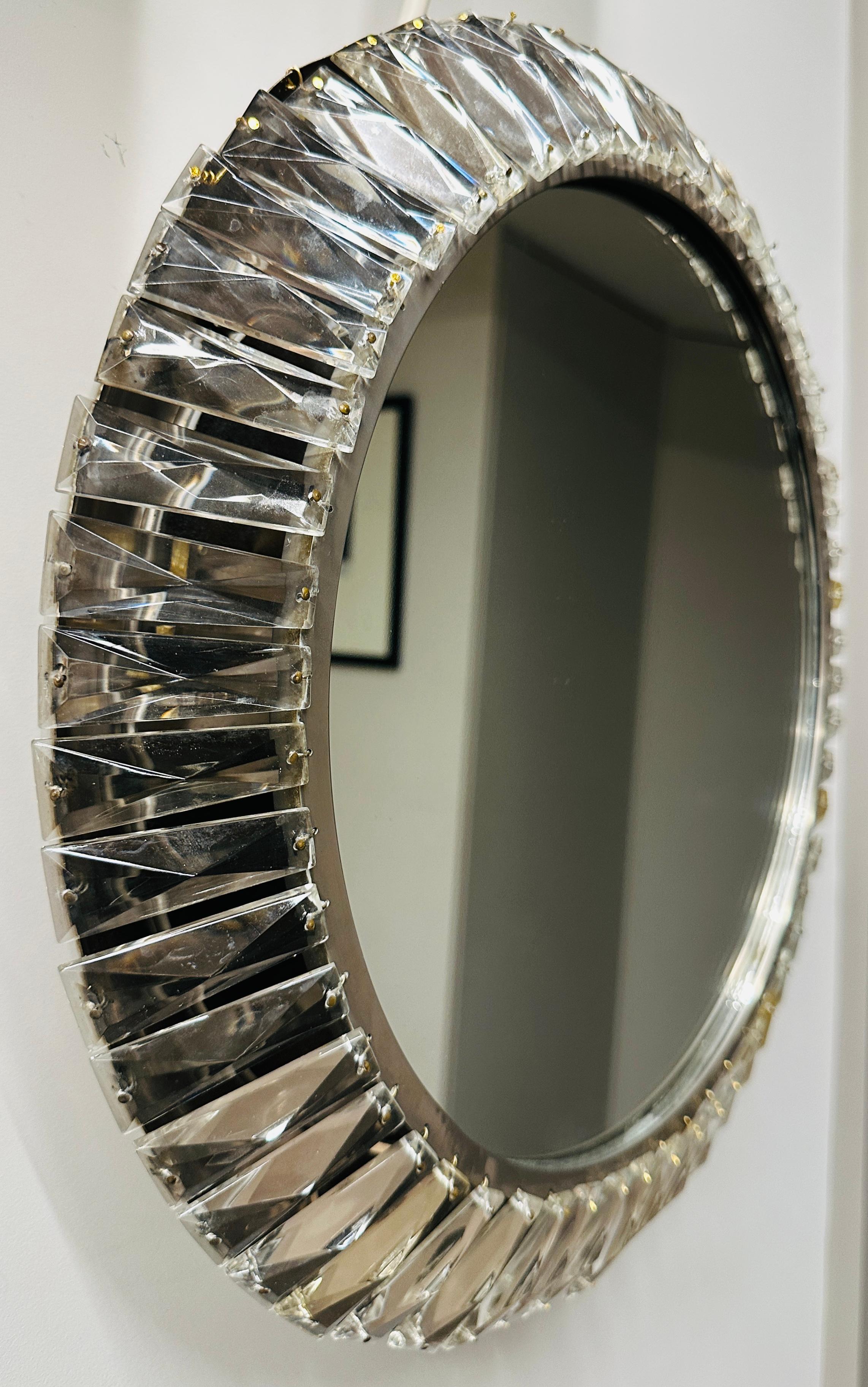 1960s Austrian Bakalowits & Söhne illuminated Faceted Crystal & Chrome Mirror For Sale 9