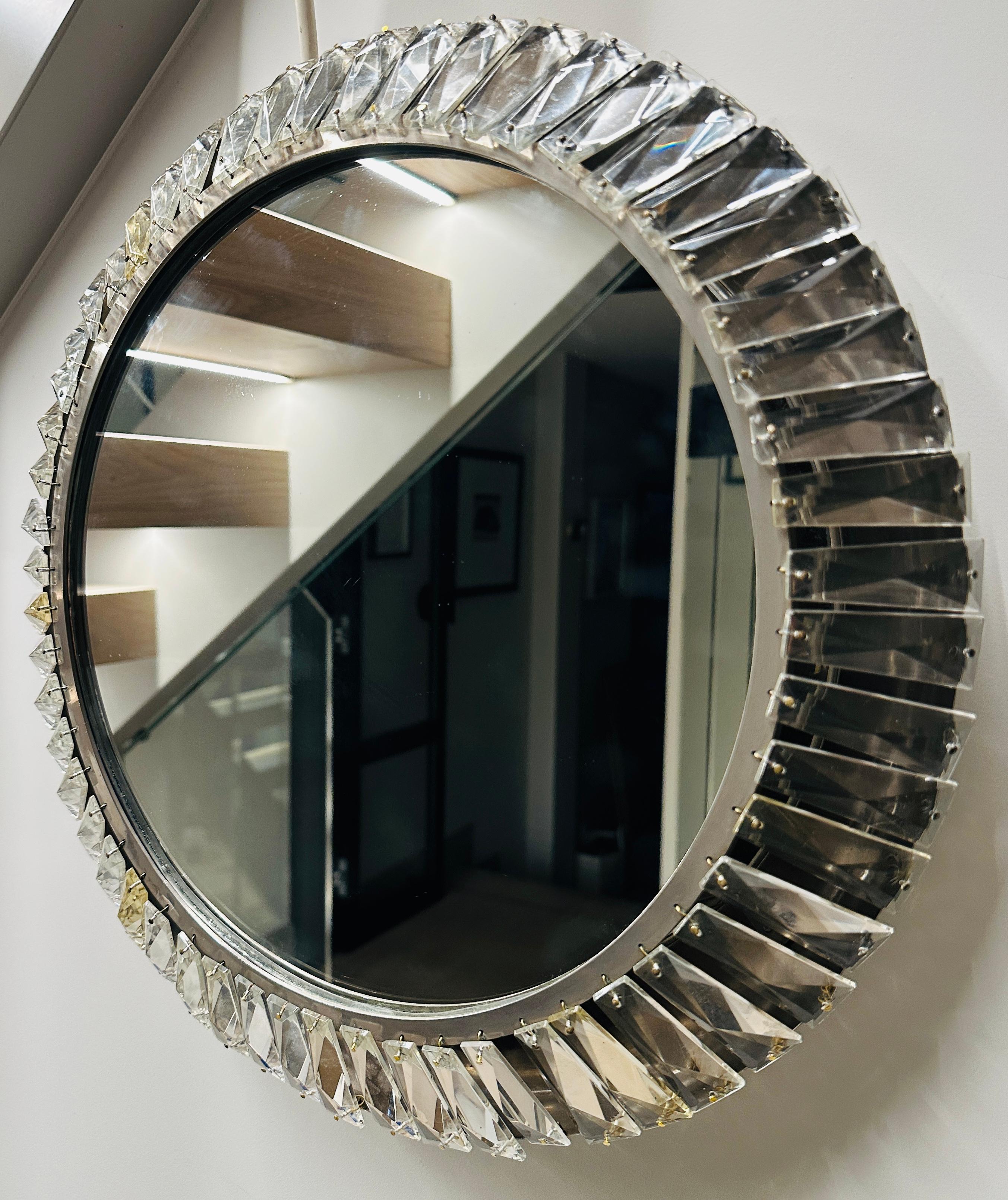 1960s Austrian Bakalowits & Söhne illuminated Faceted Crystal & Chrome Mirror For Sale 10