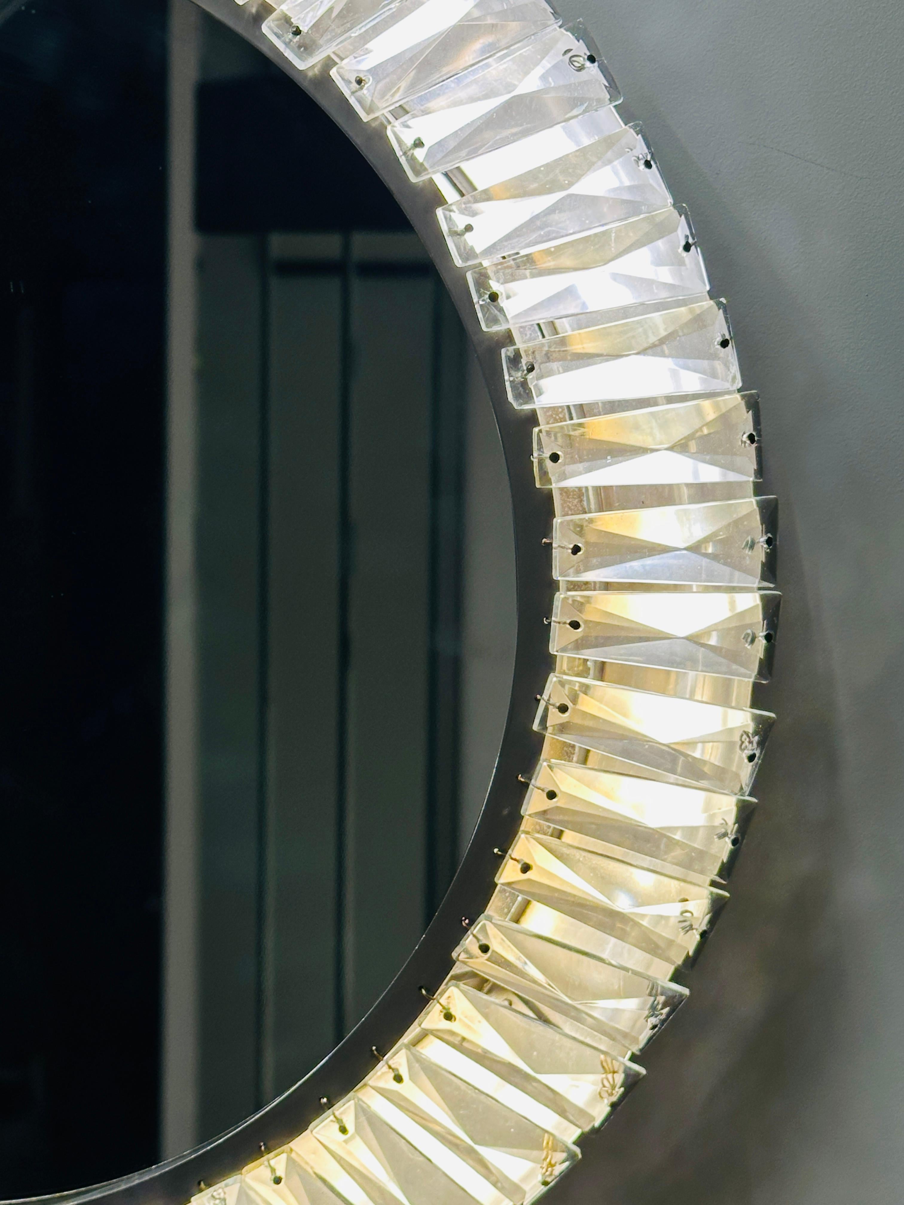 1960s Austrian Bakalowits & Söhne illuminated Faceted Crystal & Chrome Mirror For Sale 2