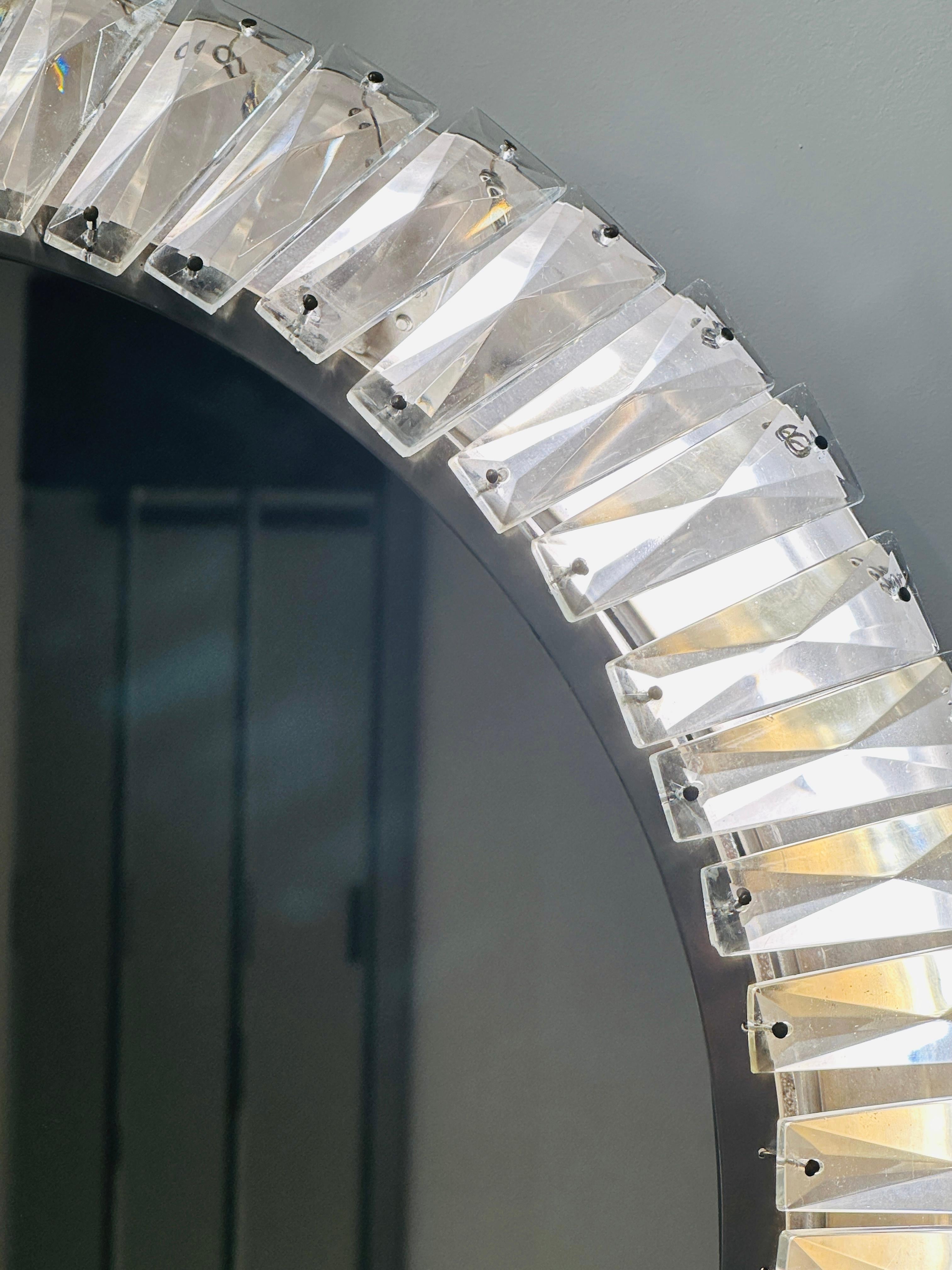 1960s Austrian Bakalowits & Söhne illuminated Faceted Crystal & Chrome Mirror For Sale 3