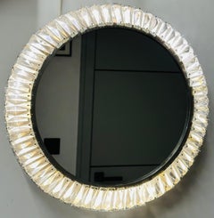 1960s Austrian Bakalowits & Söhne illuminated Faceted Crystal & Chrome Mirror