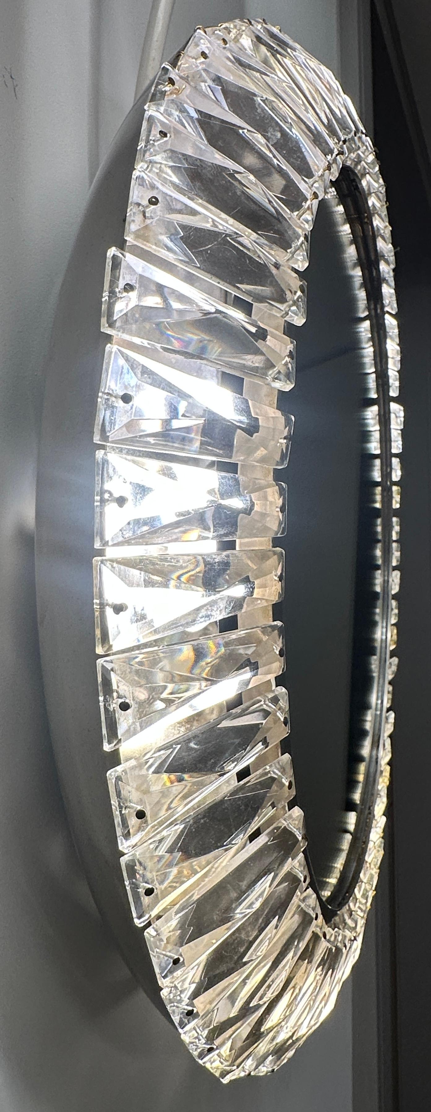 1960s Austrian Bakalowits & Söhne illuminated Faceted Crystal & Chrome Mirror For Sale 1