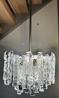 1960s Austrian Kalmar Franken AG Two-Tiered Iced Murano Glass Chandelier