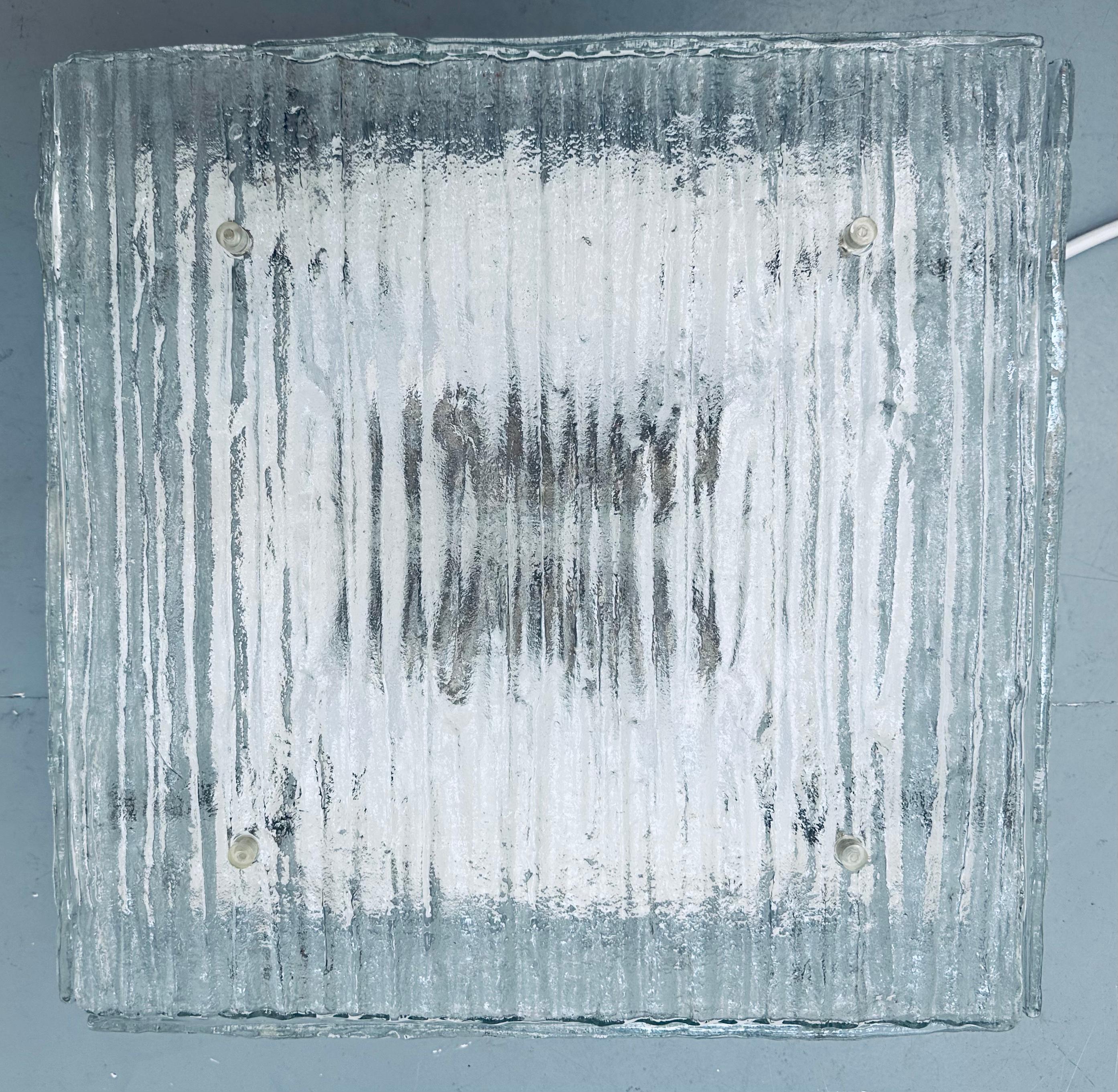 1960s Austrian Kalmar Lighting Flush Mount Clear Rippled Glass Ceiling Light For Sale 8