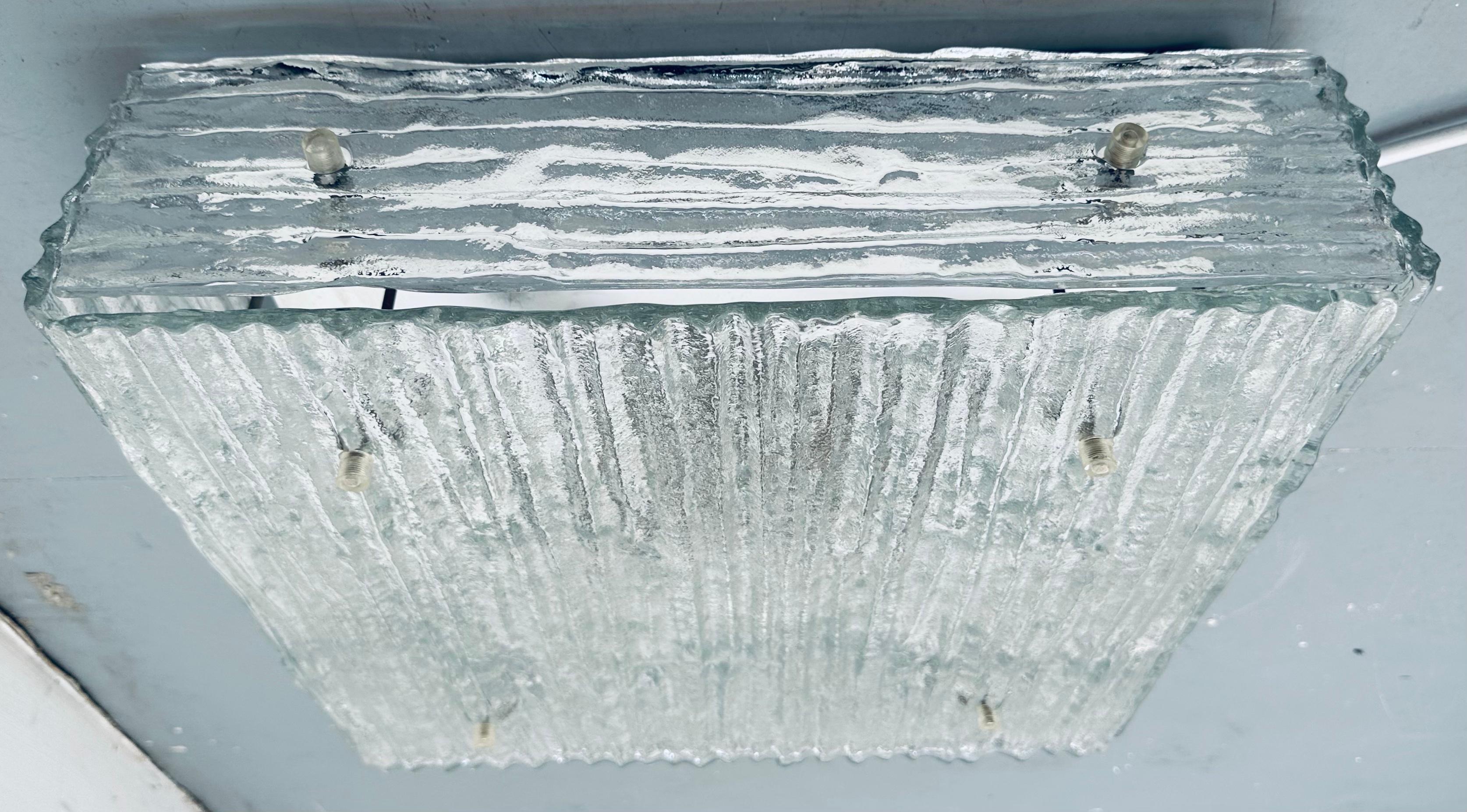 Österreichische Kalmar Lighting-Deckenleuchte aus klarem, geriffeltem Glas, 1960er Jahre, Einbaubeleuchtung im Angebot 9