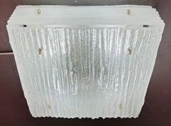 1960s Austrian Kalmar Lighting Flush Mount Frosted Rippled Glass Ceiling Light
