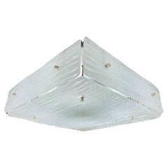 Vintage 1960s Austrian Kalmar Lighting Flush Mount Frosted Rippled Glass Ceiling Light