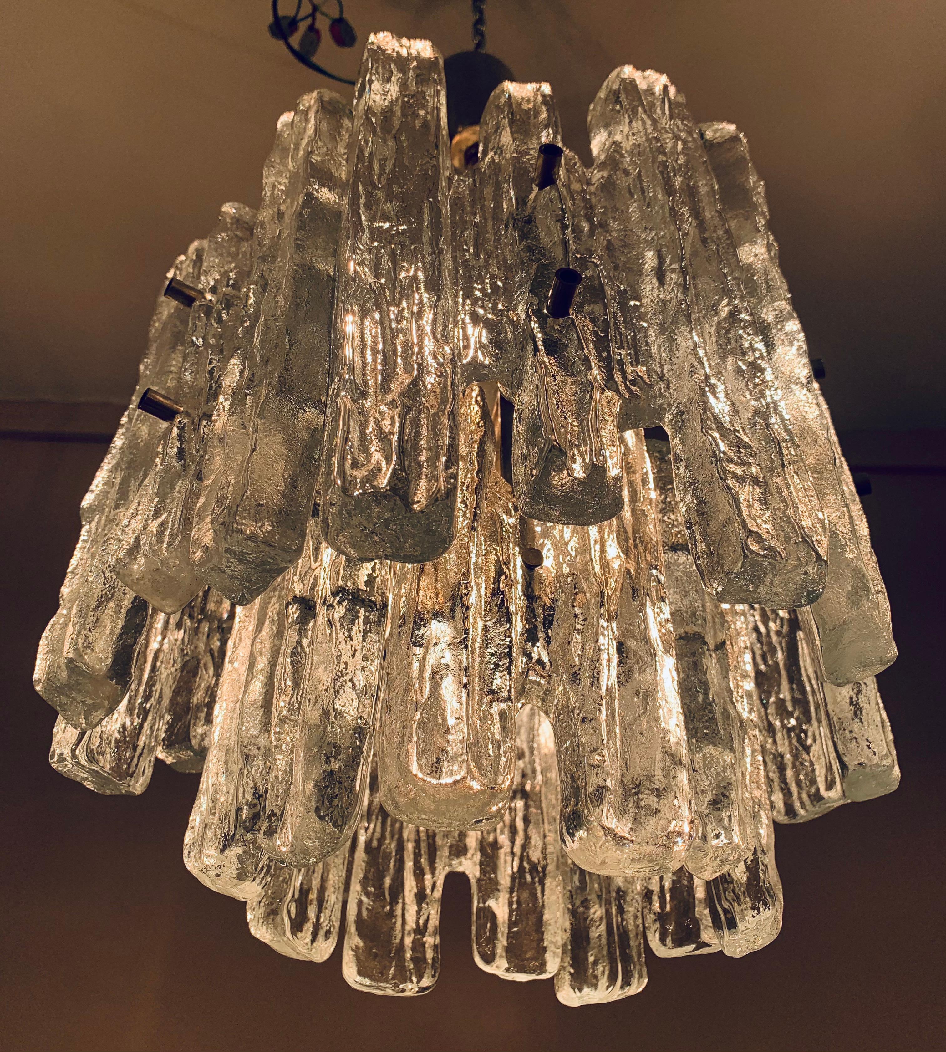 20th Century 1960s Austrian Kalmar Lighting Two-Tier Iced Glass Chandelier. JT Kalmar design